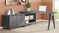L Shaped Single Pedestal Desks PBD Furniture 66in x 72in Wood A-Leg Low Cabinet L-Desk