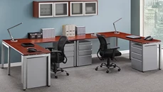 Workstations PBD Furniture 144in x 72in On Task 2 Person Workstation with Hutches & Storage Set