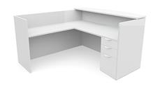Reception Desks - L Shaped PBD Furniture 72in x 72in L-Shaped Reception Desk with Single Pedestal Laminate Transaction Counter