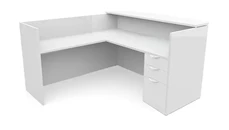 Reception Desks - L Shaped PBD Furniture 72in x 72in L-Shaped Reception Desk with Single Pedestal Laminate Transaction Counter