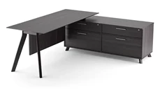 L Shaped Single Pedestal Desks PBD Furniture 82in x 63in L Shaped Desk with Drawer Storage