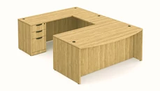 U Shaped Single Pedestal Desks PBD Furniture 72in x 100in Single BBF Pedestal, Bow Front U-Desk