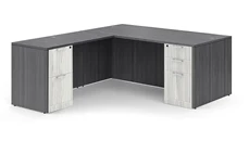 L Shaped Double Pedestal Desks PBD Furniture 72in x 83in Two Tone Double Pedestal L-Shaped Desk