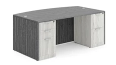 Stand-Alone Double Pedestal Desks PBD Furniture 72in Two Tone Double Pedestal Bow Front Desk