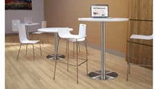 Cafeteria Tables PBD Furniture 36in Round Cafe Height Table with Brushed Aluminum Base