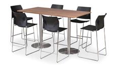 Cafeteria Tables PBD Furniture 24in x 66in Rectangular Cafe Height Table with Brushed Aluminum Base