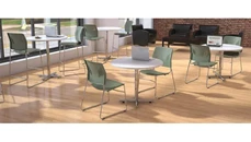 Cafeteria Tables PBD Furniture 36in Round Cafeteria Table with Silver Base