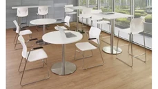 Cafeteria Tables PBD Furniture 36in Square Cafe Height Table with Brushed Aluminum Base