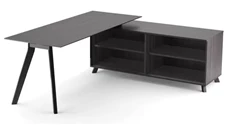 L Shaped Single Pedestal Desks PBD Furniture 82in x 63in L Shaped Desk with Open Storage