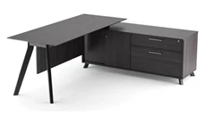 L Shaped Single Pedestal Desks PBD Furniture 82in x 63in L Shaped Desk with Sliding Door Storage