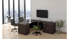L Shaped Double Pedestal Desks PBD Furniture 72in x 96in L Shaped Desk