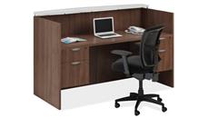 Reception Stand-Alone Desk PBD Furniture Double Hanging Pedestal Reception Desk with Glass Counter