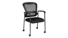 Lobby & Guest Chairs - Metal WFB Designs Mesh Back Visitor Chair with Casters and Black Fabric Padded Seat