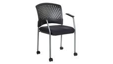 Lobby & Guest Chairs - Metal WFB Designs Plastic Vent Back Guest Chair with Arms, Casters and Black Fabric Seat