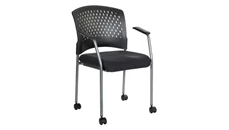 Lobby & Guest Chairs - Metal WFB Designs Plastic Vent Back Guest Chair with Arms, Casters and Enhanced Fabric Seat