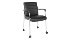 Lobby & Guest Chairs - Metal Office Star Low Back Faux Leather Guest Chair with Casters