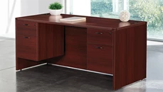 Stand-Alone Double Pedestal Desks Office Star 66in x 30in Double Hanging Pedestal Desk