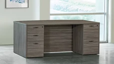 Stand-Alone Double Pedestal Desks Office Star 72in x 41in Bow Front Double Pedestal Desk