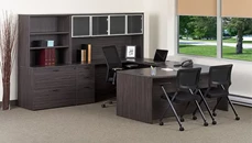 U Shaped Desks with Hutch WFB Designs Bow Front U-Desk Suite with hutches and Files