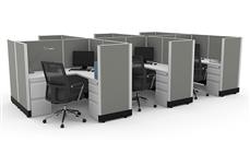 Cubicles WFB Designs 53in H 6-Person Double Ped and Fabric Panel Cubicles - Unpowered