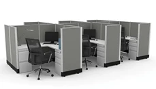 Cubicles WFB Designs 53in H 6-Person Double Ped and Fabric Panel Cubicles - Unpowered