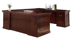 Wood Veneer Desks WFB Designs 72in x 108in Double Pedestal Wood Veneer U-Desk
