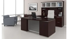 U Shaped Desks with Hutch Office Star Bow Front U-Desk with Glass Door Hutch