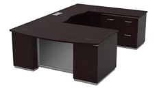 U Shaped Double Pedestal Desks Office Star Bow Front U-Desk with Pedestal and Lateral File