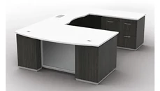 U Shaped Double Pedestal Desks Office Star Bow Front U-Desk with Pedestal and Lateral File