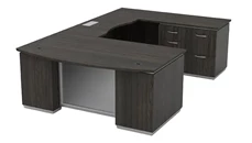 U Shaped Double Pedestal Desks Office Star Bow Front U-Desk with Pedestal and Multi File Unit