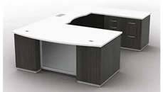 U Shaped Double Pedestal Desks Office Star Bow Front U-Desk with Pedestal and Multi File Unit