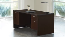 Stand-Alone Double Pedestal Desks WFB Designs 66in x 30in Double Hanging Pedestal Desk