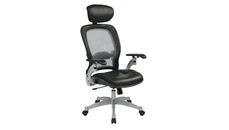 Ergonomic Task Chairs WFB Designs Light Mesh Back and Top Grain Leather Seat Office Chair with Headrest