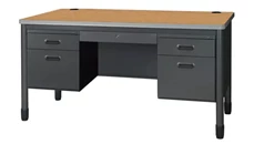 Steel & Metal Desks Regency Furniture 60in W Double Pedestal Desk with Center Drawer