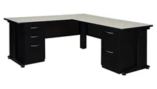 L Shaped Double Pedestal Desks Regency Furniture 66in x 72in L-Shaped Desk with Double Pedestals