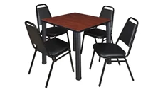 Cafeteria Tables Regency Furniture 30in Square Breakroom Table- Cherry/ Black & 4 Restaurant Stack Chairs- Black