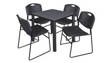 Cafeteria Tables Regency Furniture 30in Square Breakroom Table- Gray/ Black & 4  Zeng Stack Chairs