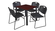 Cafeteria Tables Regency Furniture 30in Square Breakroom Table- Mahogany/ Black & 4 Zeng Stack Chairs