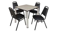 Cafeteria Tables Regency Furniture 30in Square Breakroom Table- Maple/ Chrome & 4 Restaurant Stack Chairs- Black