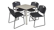 Cafeteria Tables Regency Furniture 30in Square Breakroom Table- Maple/ Chrome & 4 Zeng Stack Chairs