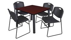 Cafeteria Tables Regency Furniture 36in Square Breakroom Table- Mahogany/ Black & 4 Zeng Stack Chairs