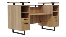 Reception Stand-Alone Desk Safco Office Furniture 78in W Reception Desk with Glass Countertop