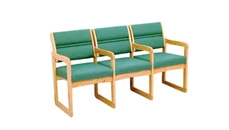 Lobby & Guest Chairs - Wood Wooden Mallet Triple Sled Base Chair with Arms