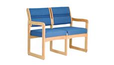 Loveseats Wooden Mallet Double Sled Base Sofa Designer Fabric
