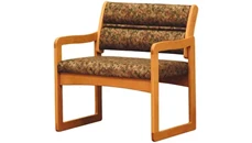 Lobby & Guest Chairs - Wood Wooden Mallet Sled Base Chair with Arms Designer Fabric