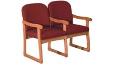 Lobby & Guest Chairs - Wood Wooden Mallet Double Sled Base Sofa with Arms