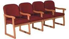 Lobby & Guest Chairs - Wood Wooden Mallet Quadruple Sled Base Sofa with Arms