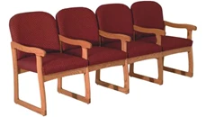 Lobby & Guest Chairs - Wood Wooden Mallet Quadruple Sled Base Sofa with Arms