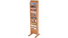 Literature Organizers Wooden Mallet 10 Pocket Oak Magazine Floor Rack