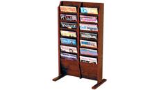 Literature Organizers Wooden Mallet 14 Pocket Oak Magazine Floor Rack